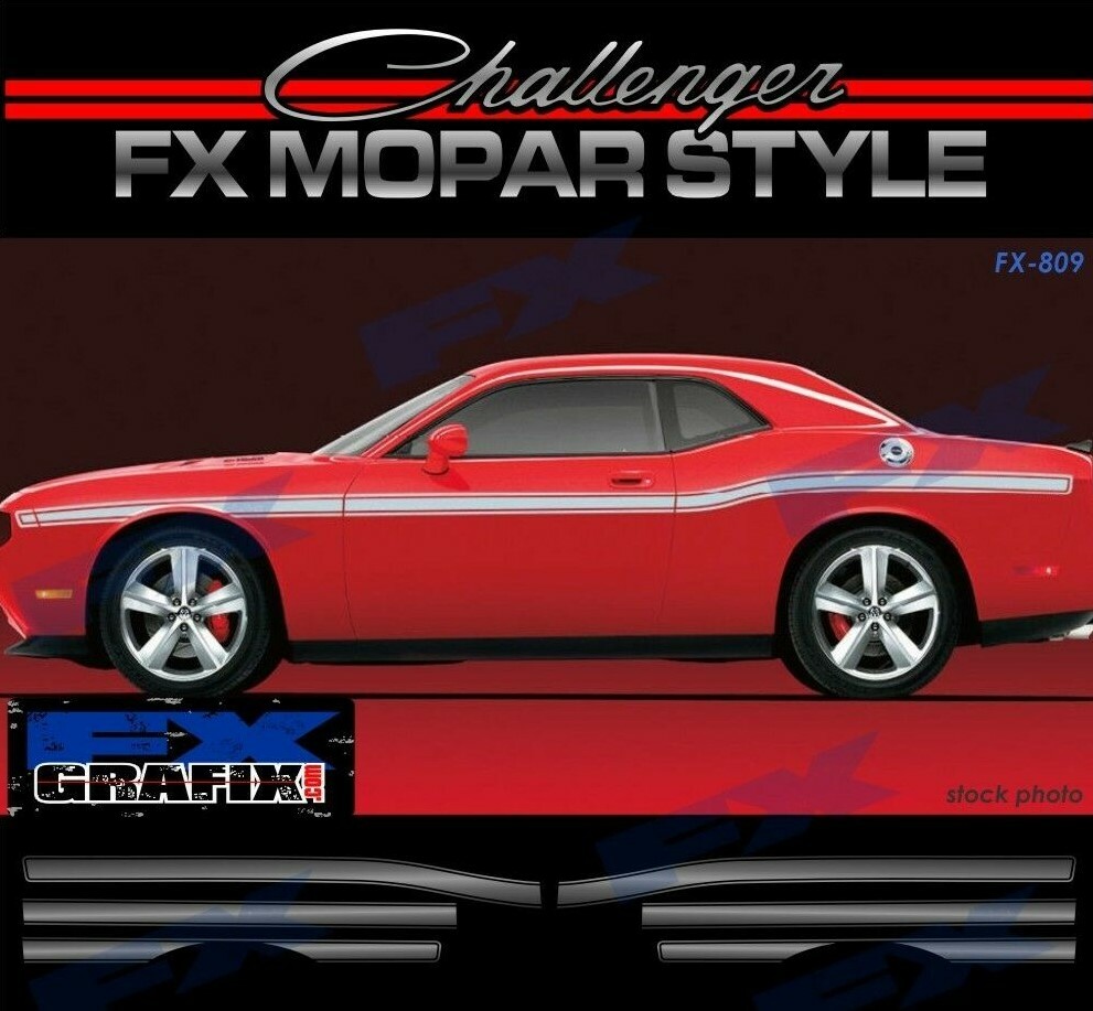 2008 – 2023 Dodge Challenger 70’s Retro Mopar Style Body Side Stripe Kit #1