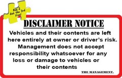 Disclaimer Notice Vehicle Garage Mechanic Shop Welding Body Shop Decal # 484