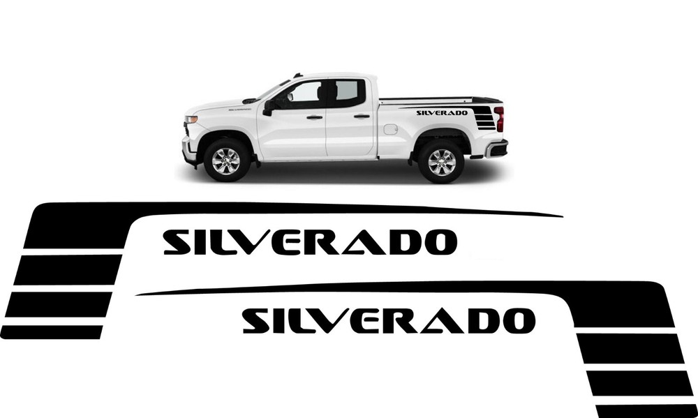 Compatible With Chevy Silverado Side Bed VINYL DECAL STICKER GRAPHIC X2