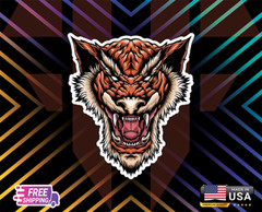 TIGER BEAST HEAD STICKER.CAR, WINDOWN,LAPTOP,ETC LAMINATED 6YEARS+FREESTICKER