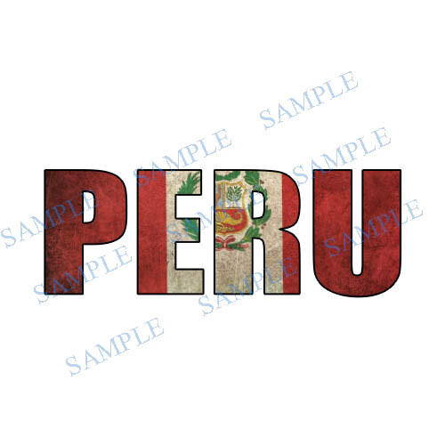 (2) Peru Flag Lettering Map Decal Sticker