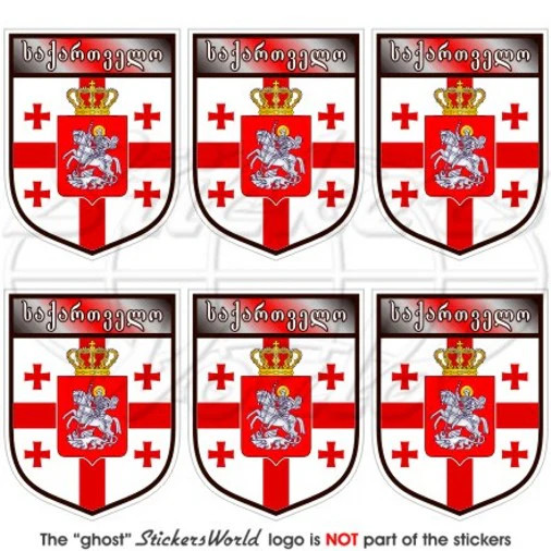 GEORGIA Georgian Republic Shield 40mm (1.6″) Vinyl Stickers Decals x6