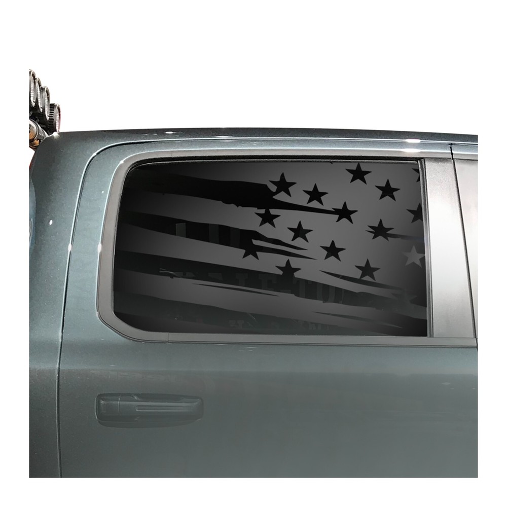 Distressed USA Flag Decals for Ram 1500 Rebel Rear Door window2019-2024
