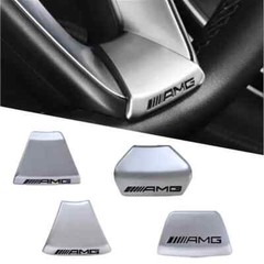 3D Badge for AMG Steering Wheel Emblem Squared Base GLC C43 C350E Chrome/Black