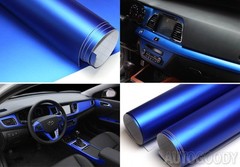 36″ x 60″ Satin Matte Chrome Metallic Deep Blue Vinyl Film Wrap Bubble Free