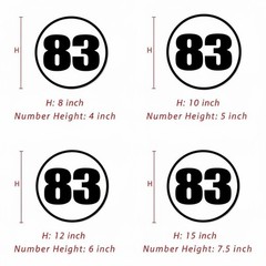 Custom Circle Number Plate 8″ 10″ 12″ Glossy Matte Sticker /Magnet Car Door x2