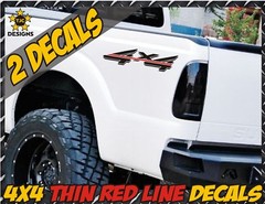 4×4 Truck Bed Decals THIN RED LINE GLOSS BLACK Firefighter