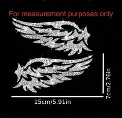 GLITTER BLING SPARKLE SHINY ANGEL WINGS 6” VINYL STICKER DECAL PAIR 2PCS