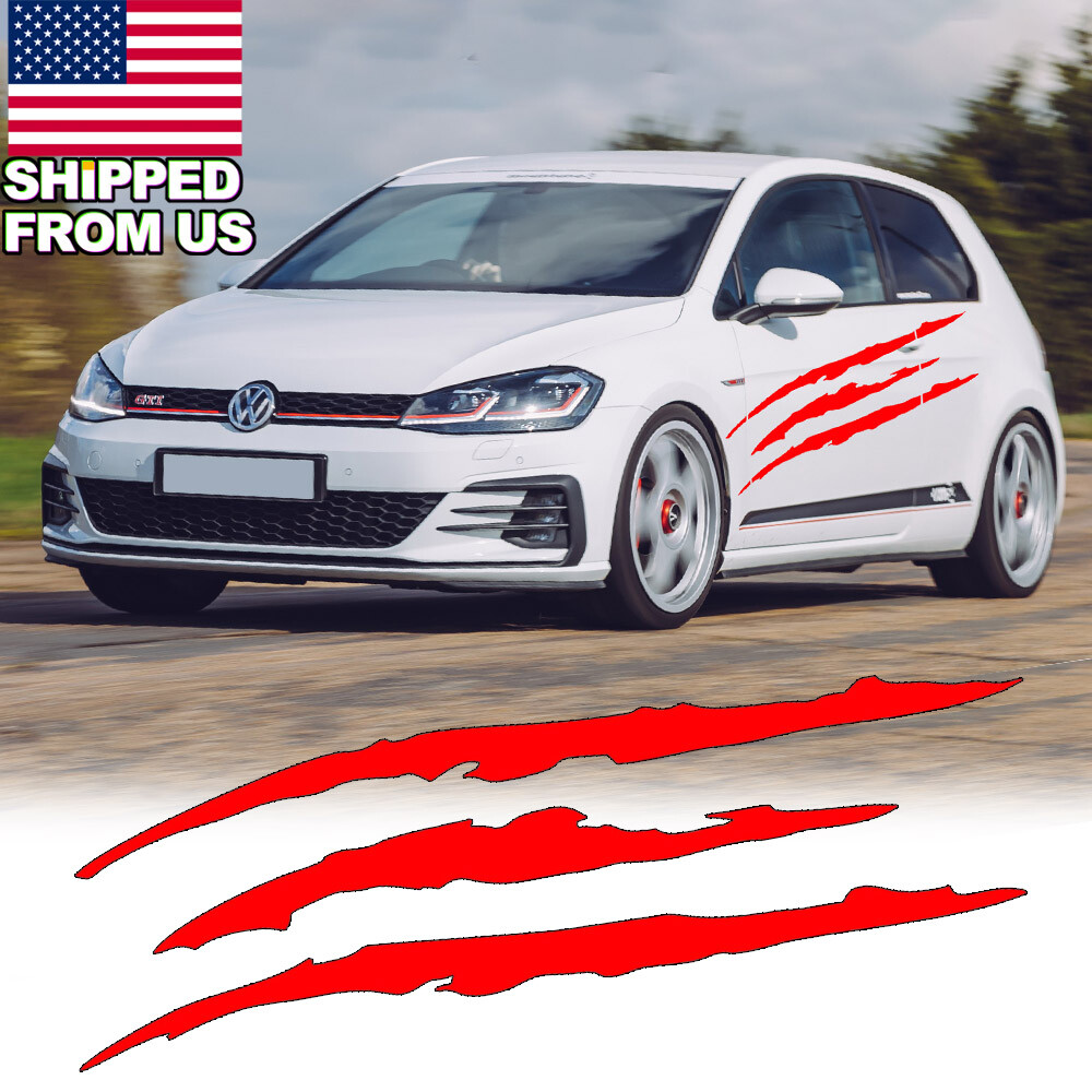 Red Car Body Hood Headlight Claw Beast Scratch Stripe Sticker Vinyl Decal 51″