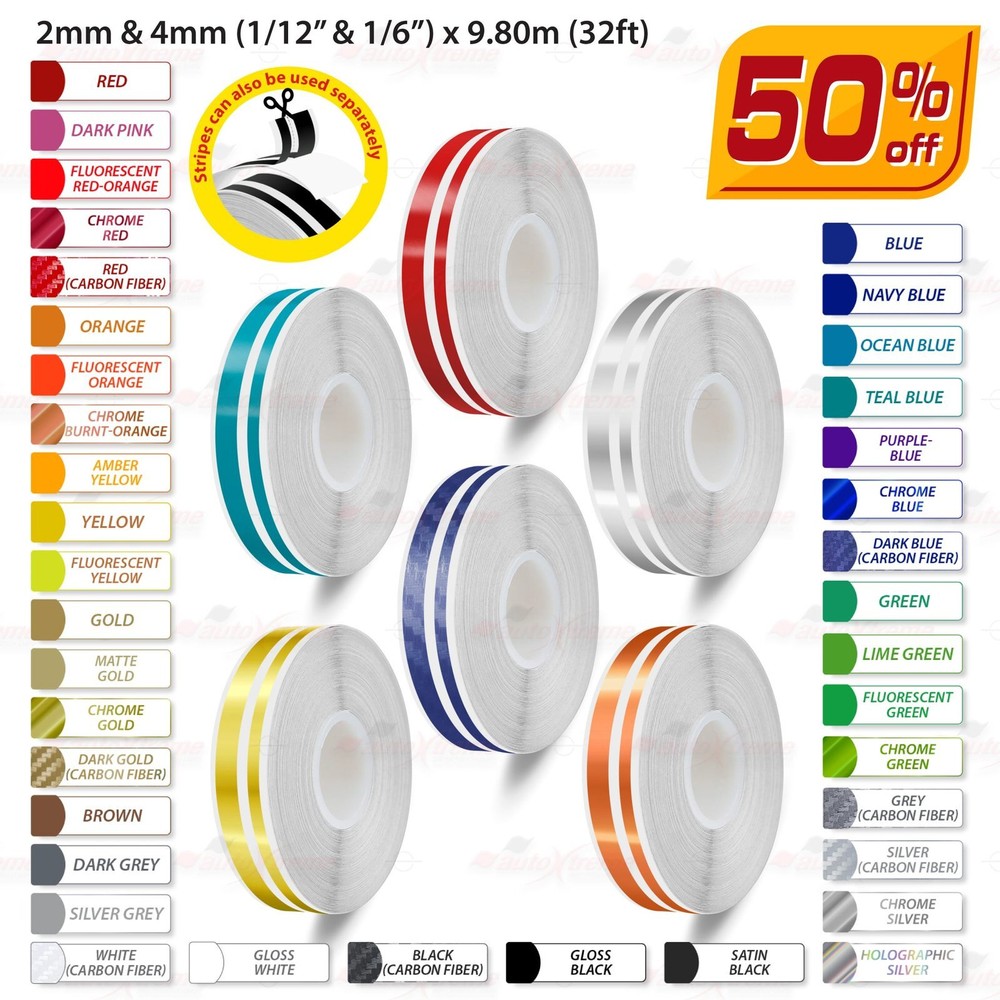 Roll Pin Stripe PinStriping Solid Trim Line Tape Self-Adhesive Vinyl Car STICKER