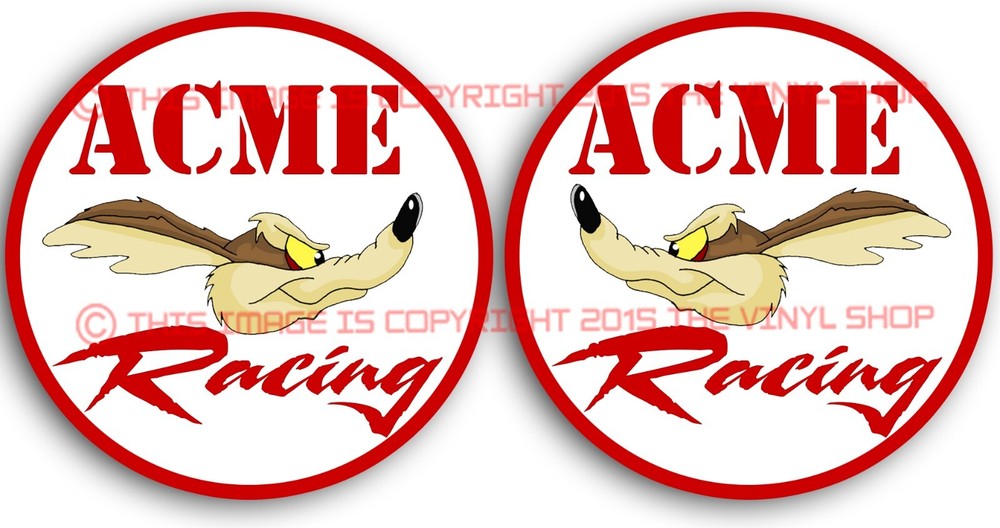 4 inch set Acme Racing WILE E. COYOTE FUNNY GASSER RAT ROD HOT ROD RACING DECAL