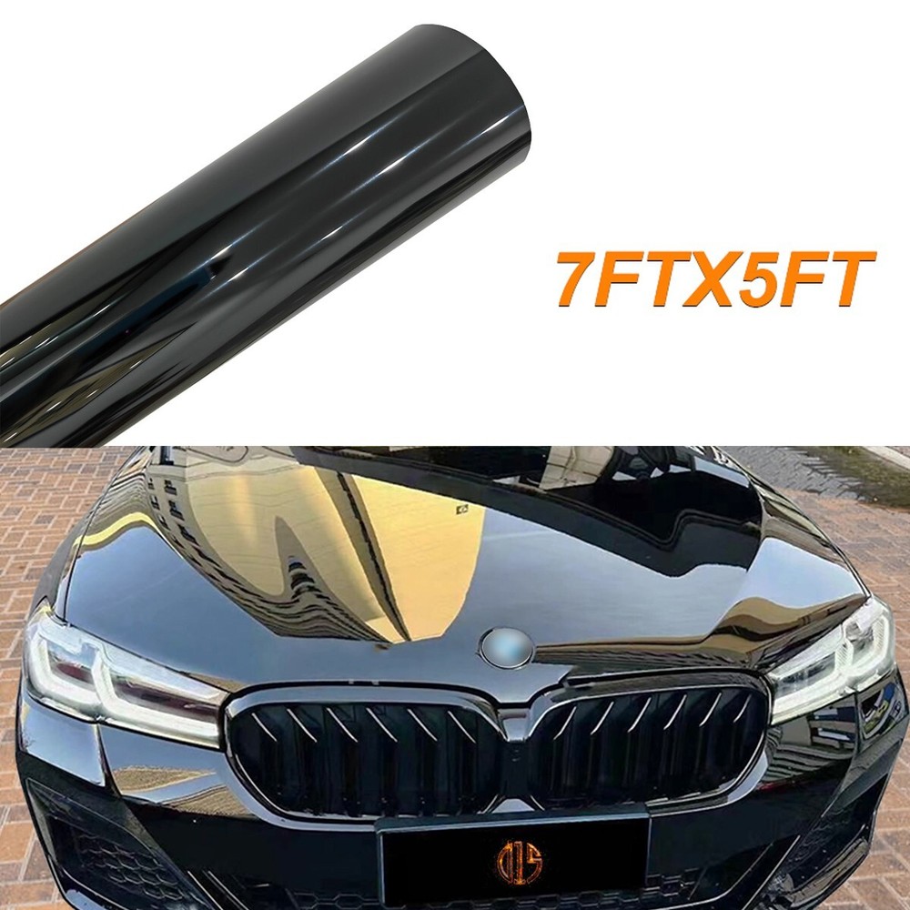 84″x60″ Ultra Gloss PET Liner Black Vinyl Wrap Air Release Bubble Free 7FT x 5FT