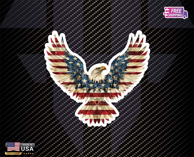 UNITED STATES EAGLE FLAG HONOR+ Vynil Decal 6 Years RESSI+LAMINATED Free Sticker