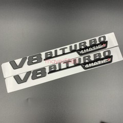 Glossy Black For Mercedes S63 AMG V8 BITURBO 4 MATIC Trunk Emblem Badge Sticker
