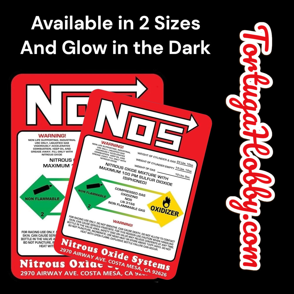 NOS Bottle Nitrous Oxide Racing Label Decals Stickers – Various Sizes