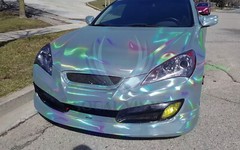 Hex Holographic Porcelain Blue Rainbow Chrome Car Vinyl Wrap Sticker Decal Sheet