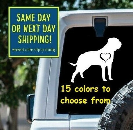 8 Size Mastiff Heart Car Window Decal Sticker Love MacBook Laptop Tablet Gift