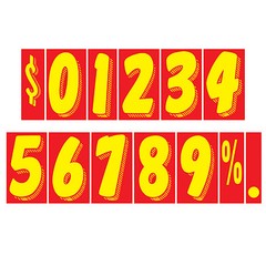 7 1/2″ Red & Yellow Adhesive Numbers Car Dealer Windshield Pricing Stickers 136