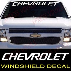 Chevrolet Truck WHITE Windshield Vinyl Decal Sticker Banner Emblem