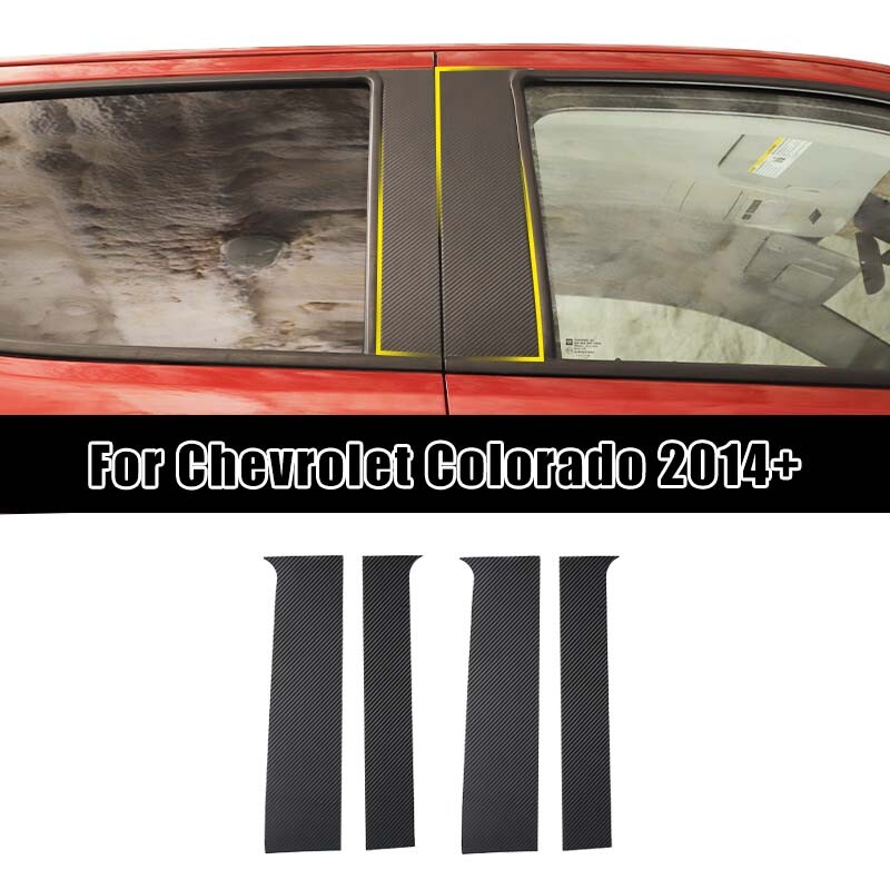 4PC REAL CARBON FIBER Pillar Posts Door Trim FOR Chevy Colorado/GMC CANYON 2015+