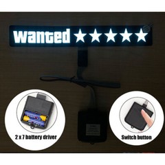 Wanted 5 Star Car Window Glow Panel Electric Marker Lamp LED Light Sticker Flash