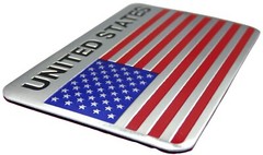 ALUMINUM United States US Flag Decal Sticker Car, Motorcycle, Patriotic