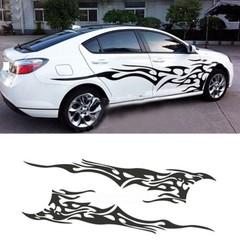 Pair Universal Black Flame Car Body Side Waterproof Vinyl Decal Graphics Sticker