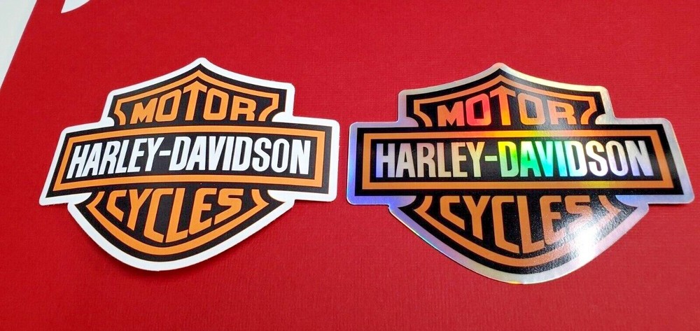 Harley Davidson Motor Cycles Logo Decal in plain or holographic, 5″ wide