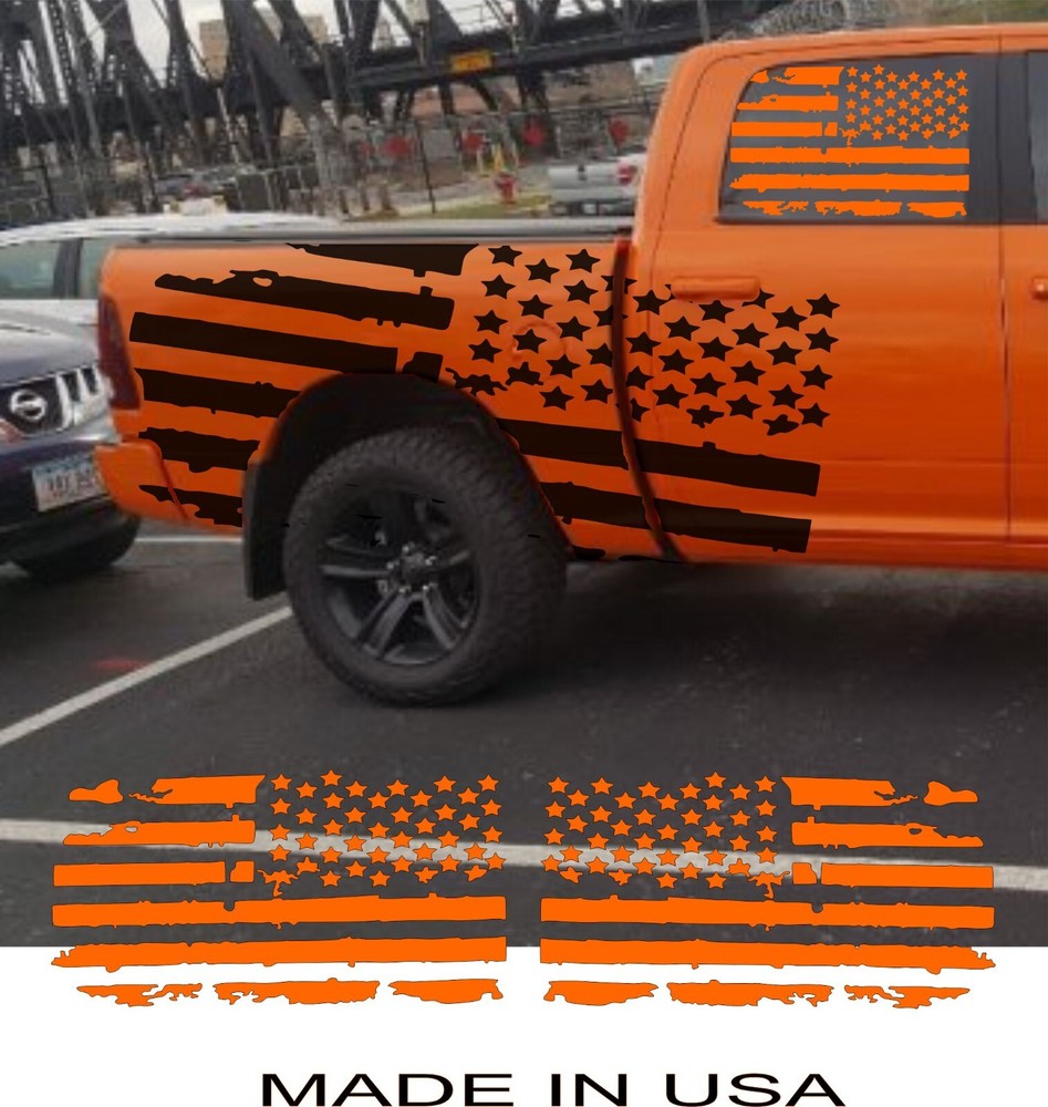 American Flag Vinyl Decals – Left & Right Side Stickers for Trucks, Cars & Trail