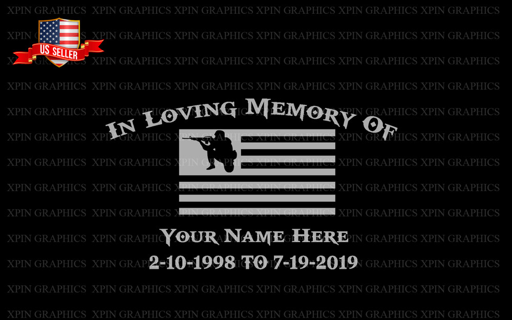 In Loving Memory American Flag SOLDIER Personalized Custom Decal Sticker R.I.P