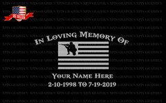 In Loving Memory American Flag SOLDIER Personalized Custom Decal Sticker R.I.P