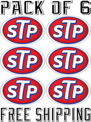 SIX PACK STP AUTO RACING DECAL LABEL STICKER VINYL TOOLBOX TRUCK WINDOW 5″ x 3″