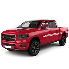 Triple center side stripes graphics stickers decal compatible with Dodge Ram