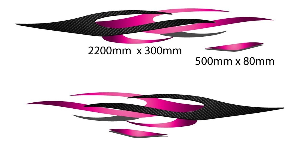Car Stripe Decal Kit Pink Carbon Look Vehicle Graphics 4WD Van Caravan Stickers