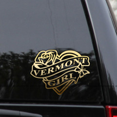 VERMONT GIRL Heart & Rose Home State Love Vinyl Decal Sticker