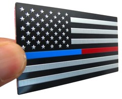 ALUMINUM Thin Blue Red Line Decal Sticker Law Enforcement, Police, Firefighter