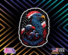 USA EAGLE FLAG 2024 USA STICKER DECAL LMNTED VINYL LAPTOP FREE GIFT