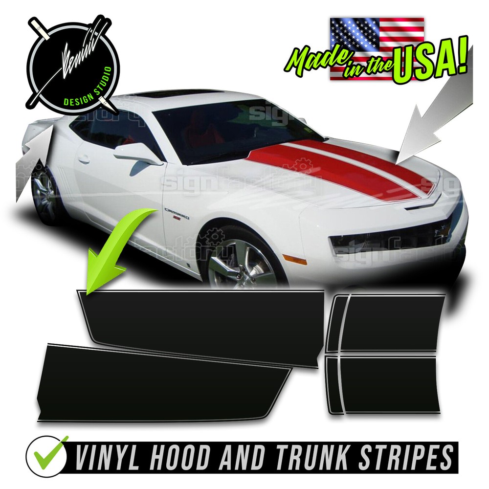 Rally Racing Stripes Hood & Trunk Fits- 2009 2010-2015 Camaro RS SS