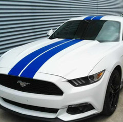 Car Sticker Rally Stripes Blue 15” for Mustang Vinyl Hood Roof Rear Decal ZC333