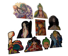 ONE PIECE MINI LENTICULAR STICKER LOT OF 9 ANIME LAPTOP CAR DECORATION ~3″