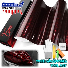 ESSMO PET Marble Forged Gloss Carbon Fiber Red Car Vehicle Vinyl Wrap Decal