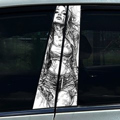 2pcs Beauty Sexy Lady Car Center Pillar Auto B Pillar Protective Film Sticker
