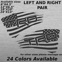 Toyota Racing Development tattered american flag decals pair bed side body