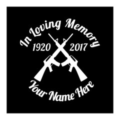 In Loving Memory Guns Crossed / Custom Vinyl Vehicle Memorial Decal Sticker 7″