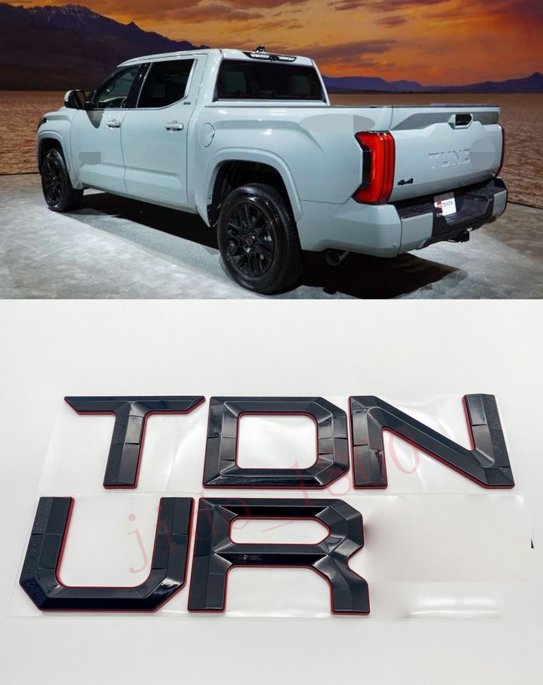 BLACK Red letters compatible with TOYOTA TUNDRA 2022 23 logo Tailgate