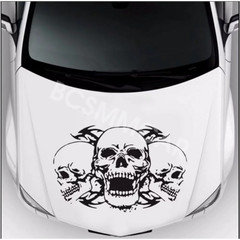 Car Hood Sticker Terror Skull Pattern Vinyl Decal Trim Waterproof Self-adhesive