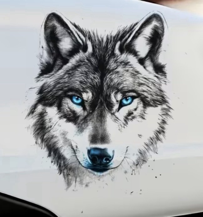 WOLF DOG HUSKY HEAD LED AQUA BLUE EYES 6” INCH UV Resistant Vinyl Sticker Decal