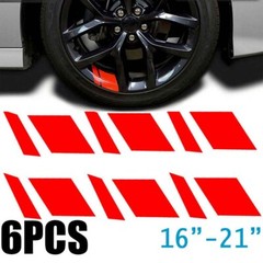 6 PCS Reflective Car Wheel Rim Vinyl Decal Sticker Accessories Red For 16″-21″