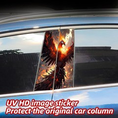 2PCS Beautiful Phoenix Car B Pillar Animals Decor Scratches Doors Vinyl Decals