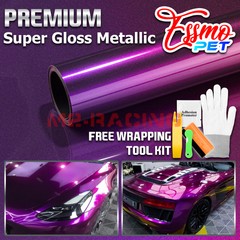ESSMO PET Super Gloss Metallic Magenta Purple Car Vinyl Wrap Decal Like Paint